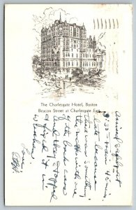 1934  Boston  Massachusetts  The Charlesgate Hotel  Beacon Street  Postcard