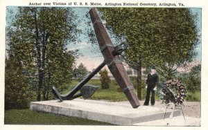Vintage Postcard Anchor Over Victims U.S.S. Maine National Cemetery Arlington VA