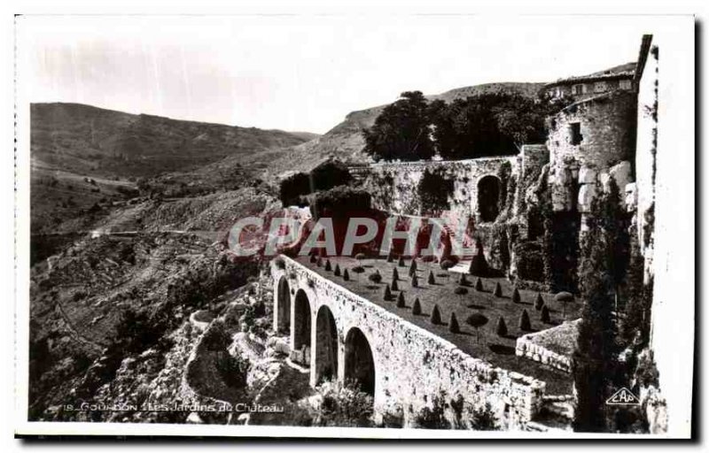 Old Postcard Gourdon Jardins du Chateau