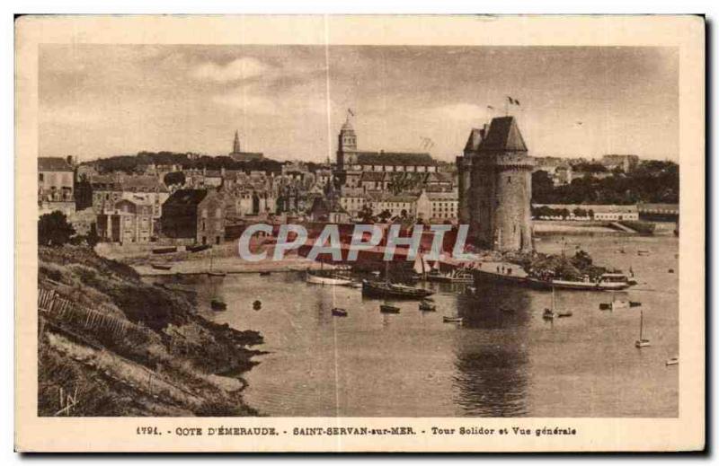 Old Postcard St Servan Solidor Tower Sea Riviera emerald st General view