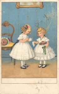 Lovely drawn girls artist signed Meissner & Buch postcard 1926 Netherlands