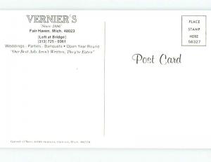 Unused Pre-1980 VERNIER'S RESTAURANT Fair Haven Michigan MI s0896