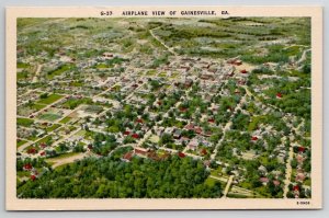 Gainesville GA Airplane View Of The Town Georgia Unp Linen Postcard O24