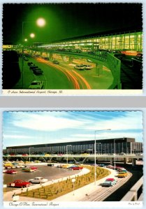 2 Postcards CHICAGO, Illinois IL~ Night/Day O'HARE INTERNATIONAL AIRPORT 4x6