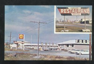 NAPANEE ONTARIO CANUCK RESTAURANT OLD CARS GAS STATION VINTAGE POSTCARD