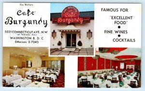 WASHINGTON, D.C. ~ Ray Walters CAFE BURGUNDY Restaurant c1950s Roadside Postcard