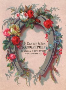 1880s-90s Horse Shoe Roses F.P. Kenyon & Son Photographers New London Trade Card