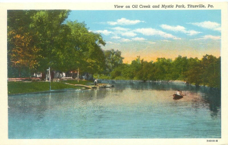Titusville Pennsylvania View on Oil Creek & Mystic Park WB  Postcard Unused