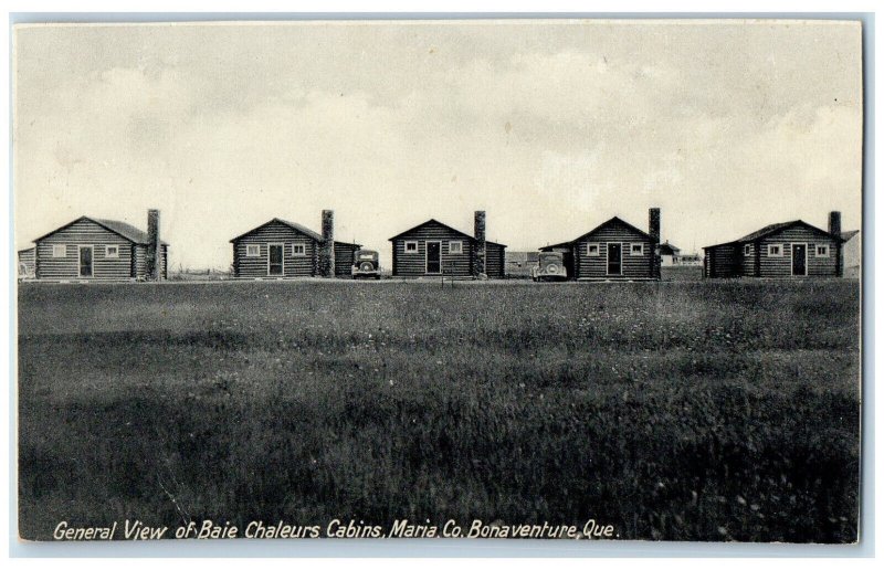 1936 General View of Baie Chaleurs Cabins Maria Co. Bonaventure Canada Postcard