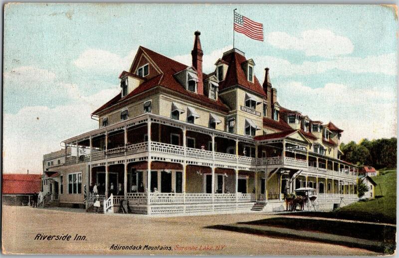 Riverside Inn Saranac Lake NY Adirondacks c1921 Vintage Postcard Q30