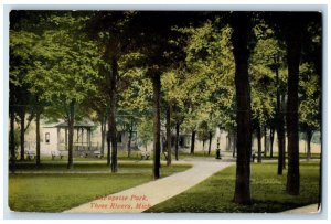 c1910 Scenic View Lafayette Park Three Rivers Michigan Vintage Antique Postcard