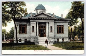 Mendota IL Me & My Little Sister Standing in Front Of The Carnegie Library~1908