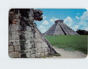 Postcard The Serpent's Head (Kukulcan) and the Castle, Chichen Itza, Mexico