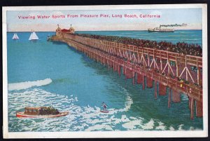 California LONG BEACH Viewing Water Sports from Pleasure Pier White Border