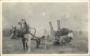 East Greenbush NY Sharp Family Farm 1917 Real Photo Postcard HORSE PLOW