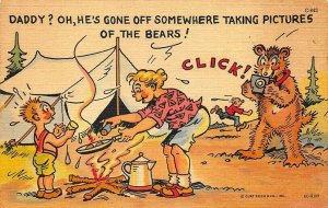 C-843 Ray Walters Comic Bear Taking Pictures Curt Teich Postcard