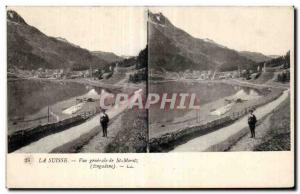 Stereoscopic Card - Switzerland - Vue Generale St Moritz - Old Postcard