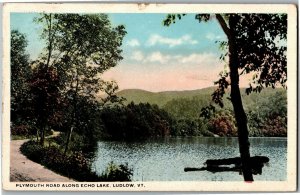 Plymouth Road Along Echo Lake Ludlow VT c1920 Vintage Postcard C06