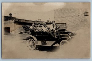c1910's Boys Riding On Car Automobile RPPC Photo Unposted Antique Postcard