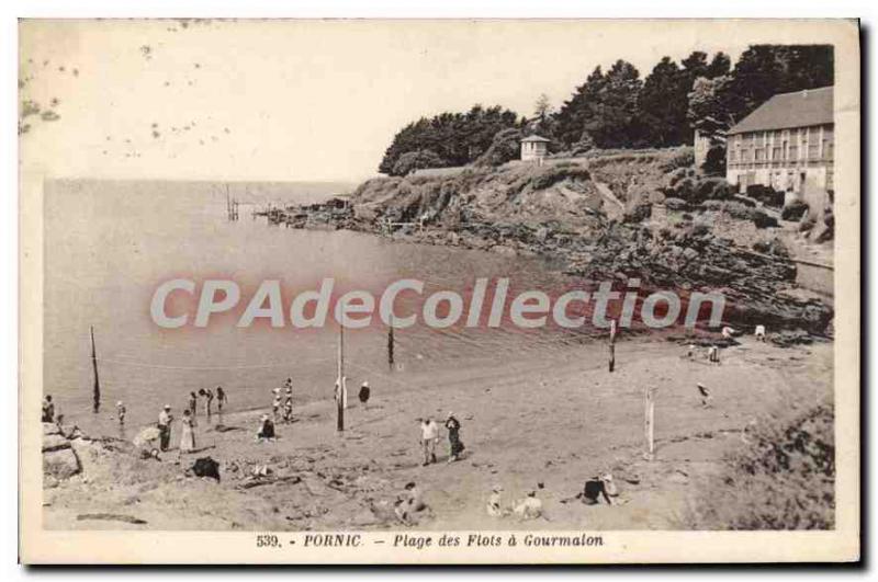 Postcard Ancient Pornic Beach Waves of Gourmalon