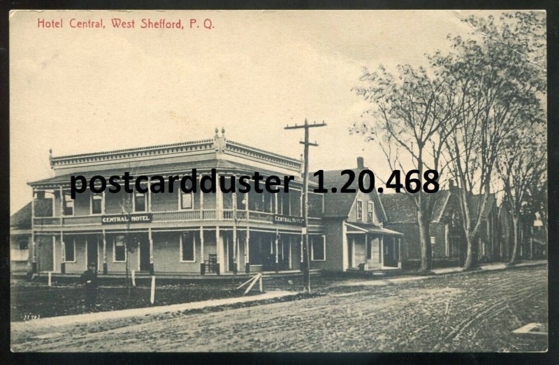 h2904 - WEST SHEFFORD Quebec Postcard 1910s Hotel Central