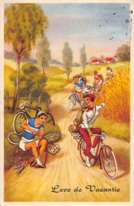 J78/ Interesting Postcard c1940 Bicycle Comic Wreck Riders Netherlands 23