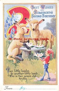 Birthday Greeting, Valentine No 728, Fairy with Lambs