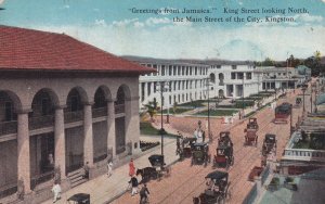 KINGSTON, Jamaica, 1900-1910s; King Street Looking North, Horse Carriages