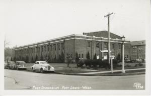 Gymnasium Fort Lewis WA Washington Old Autos Ellis 7374 Real Photo Postcard E8