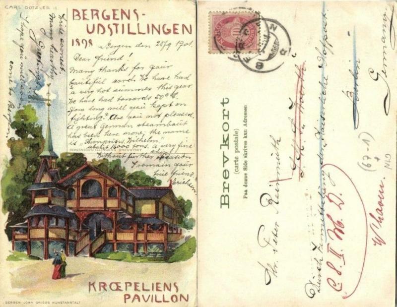 norway, BERGEN, Bergens Udstillingen 1898 Kroepeliens Pavillon, Carl Dotzler