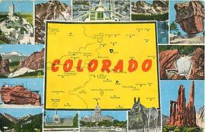 Linen Map Card of Colorado CO