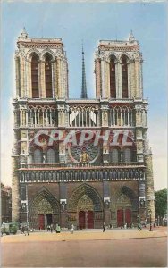 Modern Postcard Paris Facade of the Cathedral Notre Dame