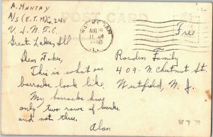 RPPC Barracks at U.S. Navy Training Center Great Lakes IL c1946 Postcard N27 