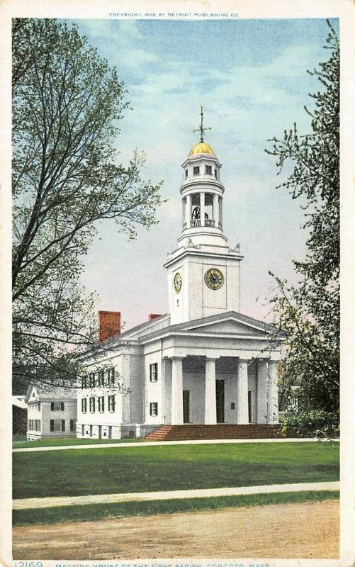 Concord Massachusetts~First Parish Meeting House~Cupola~Clock~Detroit Pub Co 