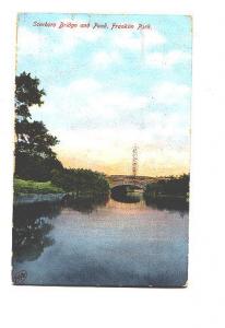 Scarboro Bridge and Pond, Franklin Park, Massachusetts, Used 1907 Flag Cancel