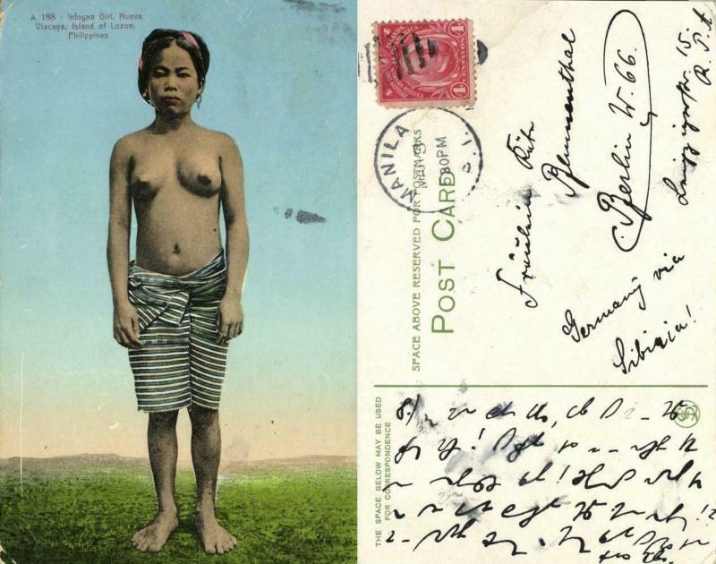 philippines, Luzon, Nueva Viscaya, Nude Infugao Woman (1910s) Postcard