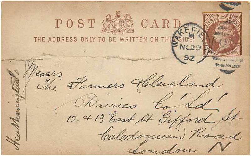 Entier Postal Stationery Postal Britain Great Britain 1 / 2p Wakefield for Lo...