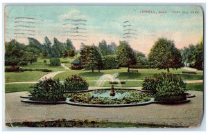 1909 View Of Fort Hill Park Fountain Lowell Massachusetts MA Vintage Postcard 