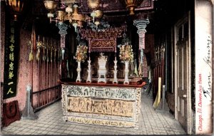 Postcard Interior of Chinese Joss House in Chicago, Illinois