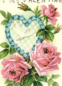 1906 VALENTINE ROSES HEART TINSELED YUTAN NEBRASKA UNDIVIDED POSTCARD 44-140