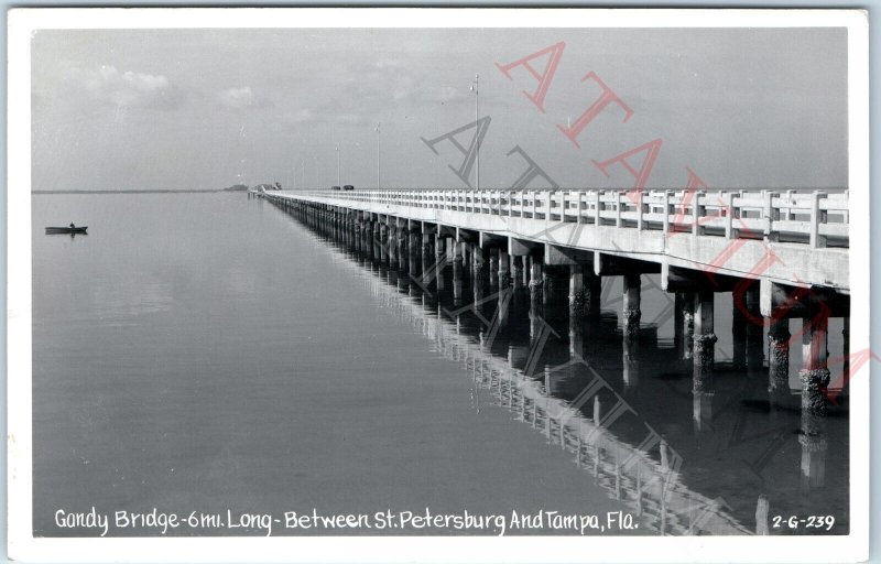 c1950s FL 1924 Gandy Bridge RPPC Pinellas St Petersburg Hillsborough Tampa A165