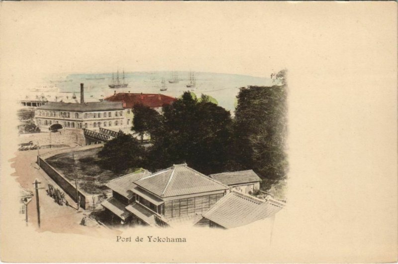 Pc yokohama port japan hand colored (a22253) 