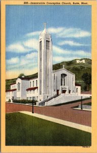 Immaculate Conception Church Butte Montana Postcard Robbins Tilquist UNP Linen
