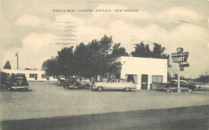 Postcard New Mexico Artesia King's Rest Courts autos roadside occupation 23-9164