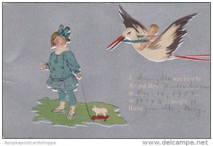 Stork With Baby and Young Girl