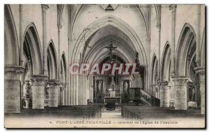 Old Postcard Pont L & # 39Abbe Picauville Interior Of The Church Of Picauville