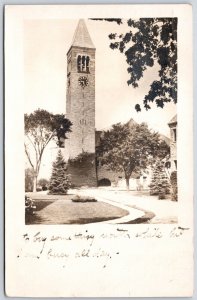 Postcard RPPC c1910 Ithaca New York McGraw Clock Tower Cornell University