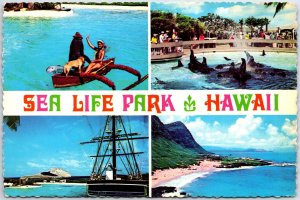 CONTINENTAL SIZE POSTCARD SEA LIFE PARK OPPOSITE MAKAPUU BEACH OAHU HAWAII 1960s