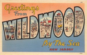 H96/ Wildwood By The Sea New Jersey Postcard Linen Large Letter Greeting203
