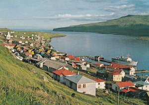 Suduroy Faroe Islands Village Hotel 1980s Aerial Postcard